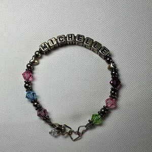 Personalized "Michelle" Multicolor Crystal Name Bracelet